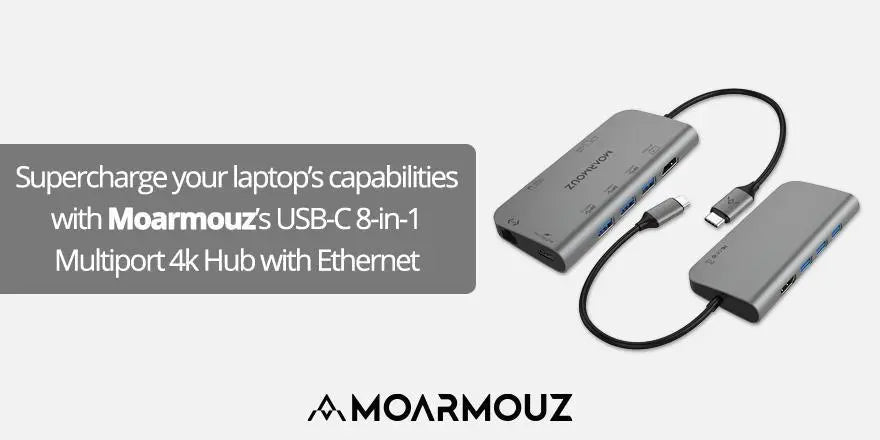 Supercharge your laptop’s capabilities with Moarmouz’s USB-C 8-in-1 Multiport 4k Hub with Ethernet - Moarmouz