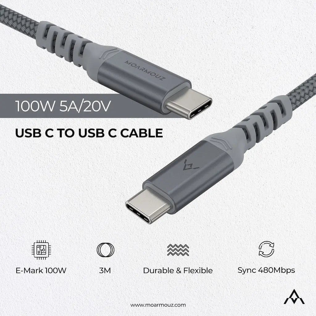 USB Type-C to USB-C 100W Charging Cable MoArmouz