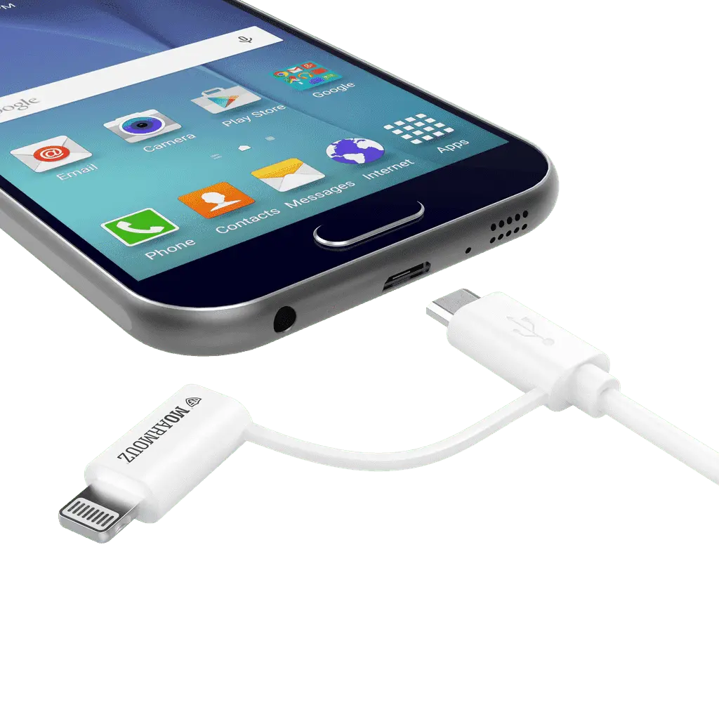 MoArmouz - 2 in 1 MFI Certified Sync n Charge Cable with Lightning & micro USB