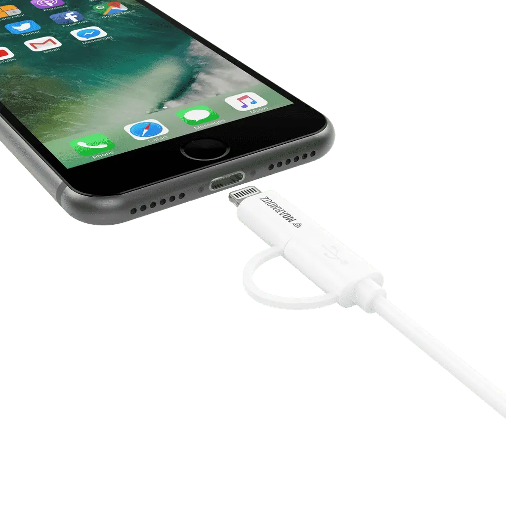 MoArmouz - 2 in 1 MFI Certified Sync n Charge Cable with Lightning & micro USB