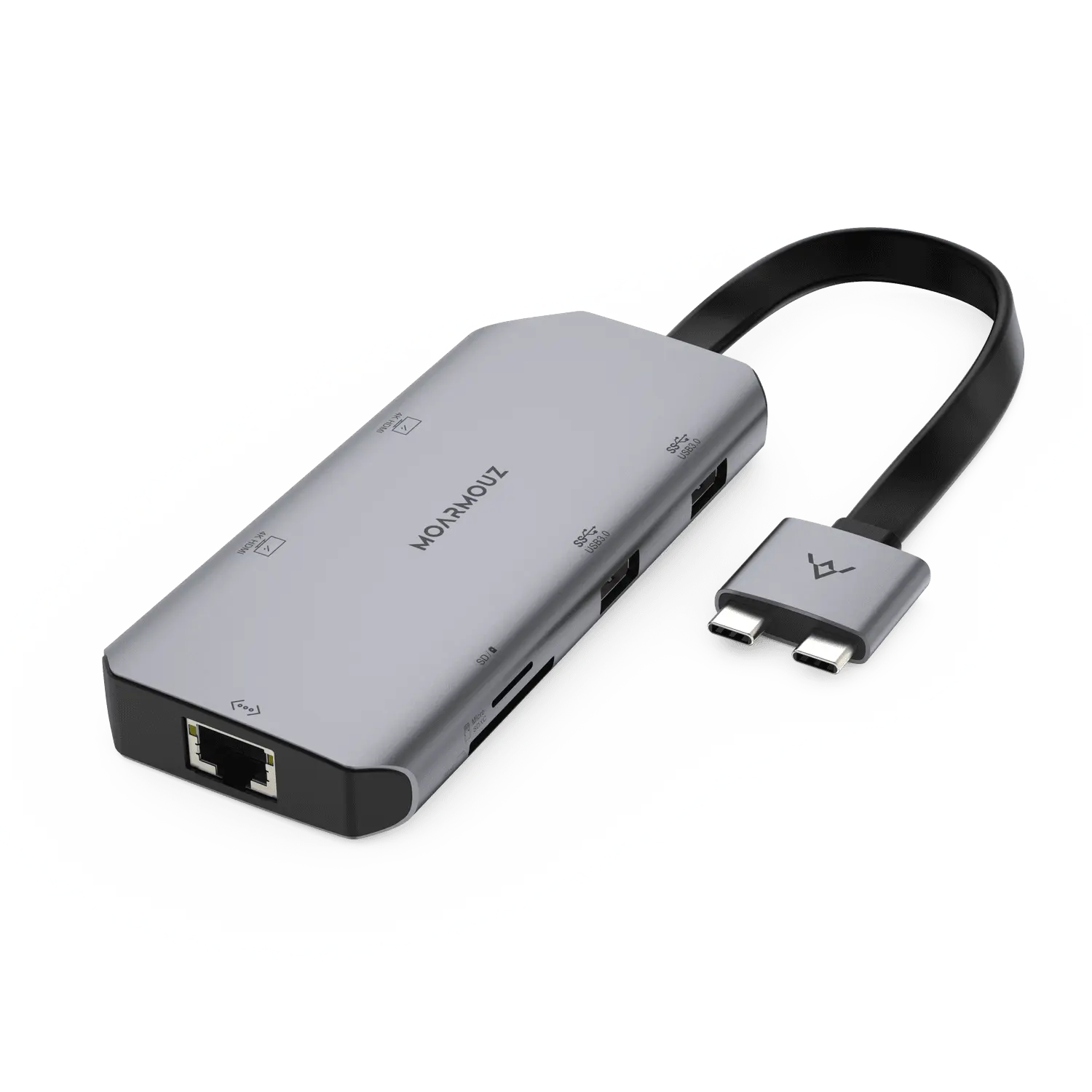 MoArmouz - Type C (USB-C) 8 in 2 Dual 4K HDMI Gigabit Hub
