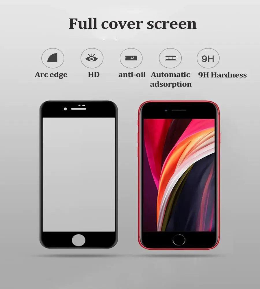 Curved Tempered Glass Screen Protector for iPhone SE (3rd–2nd Gen, 2022–2020) — Moarmouz