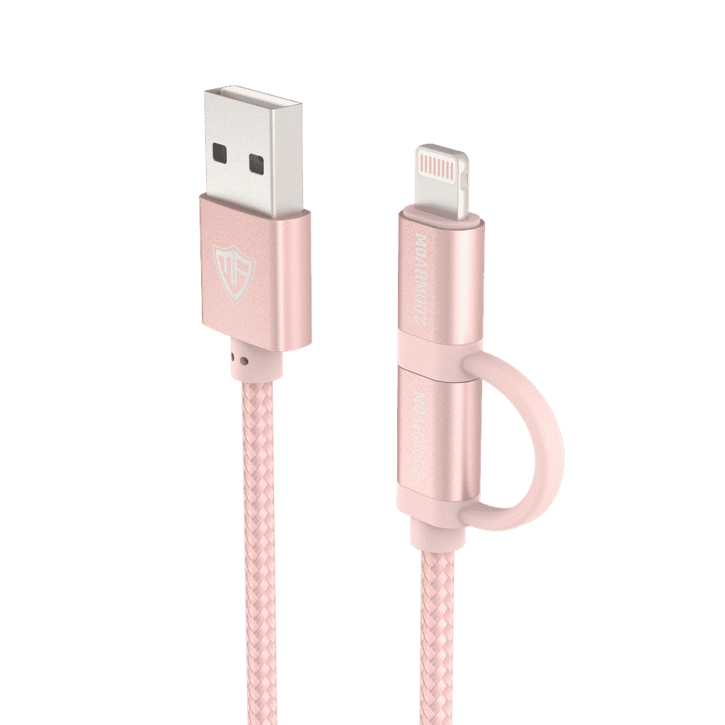 MoArmouz - 2 in 1 Braided MFI Certified Lightning and Micro USB Cable