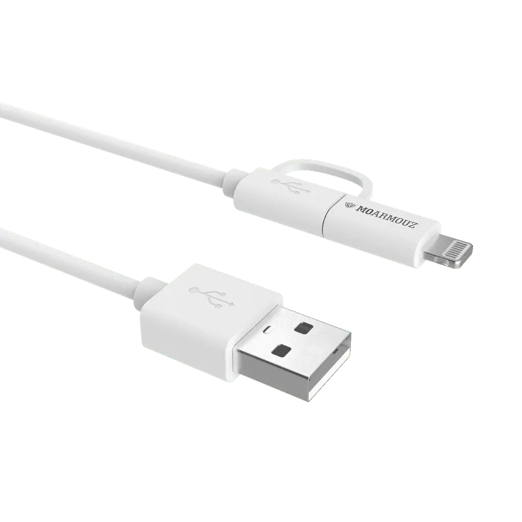 MoArmouz - 2 in 1 MFI Certified Sync n Charge Cable with Lightning & micro USB