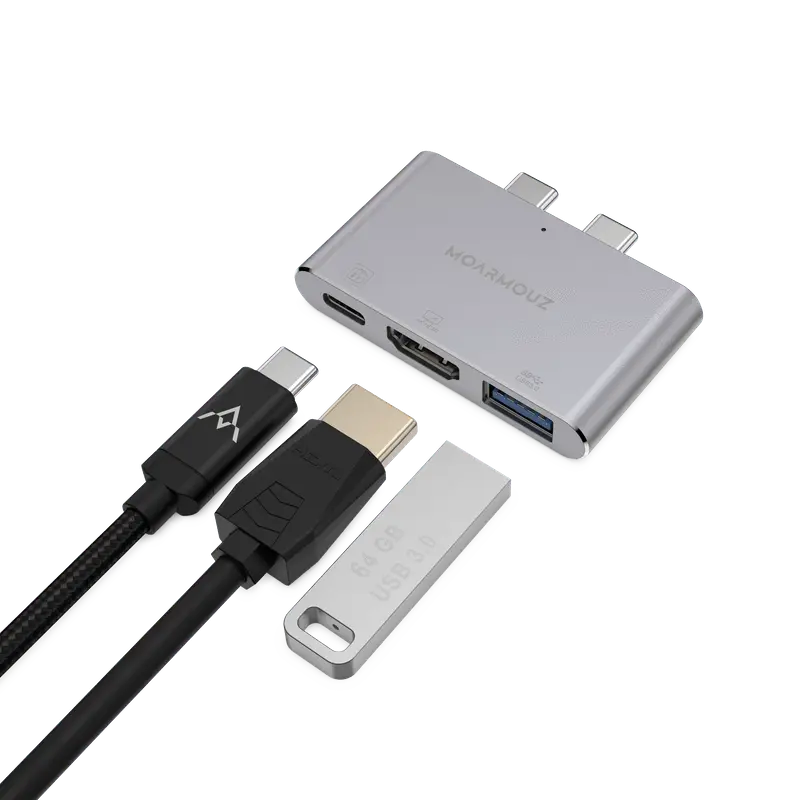 MoArmouz - Type C (USB-C) 3 in 2 Multiport 4K HDMI Hub