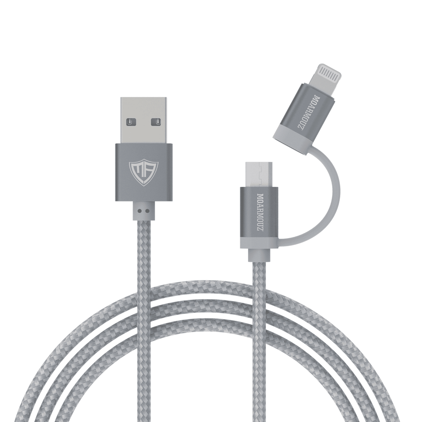 MoArmouz - 2 in 1 Braided MFI Certified Lightning and Micro USB Cable
