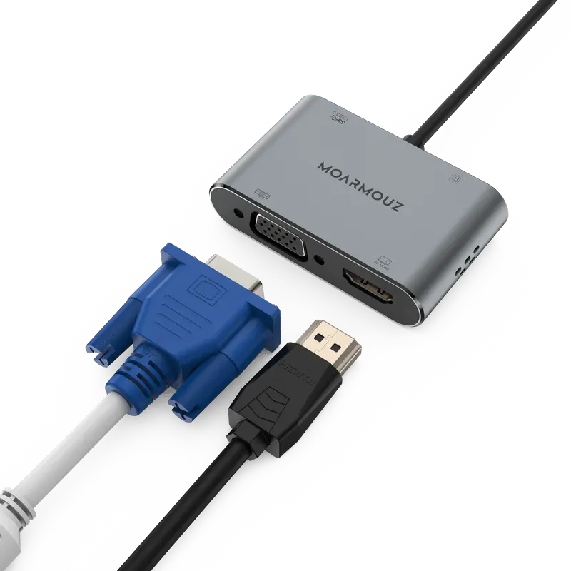 MoArmouz - Type C (USB-C) 4 in 1 Dual Display Hub