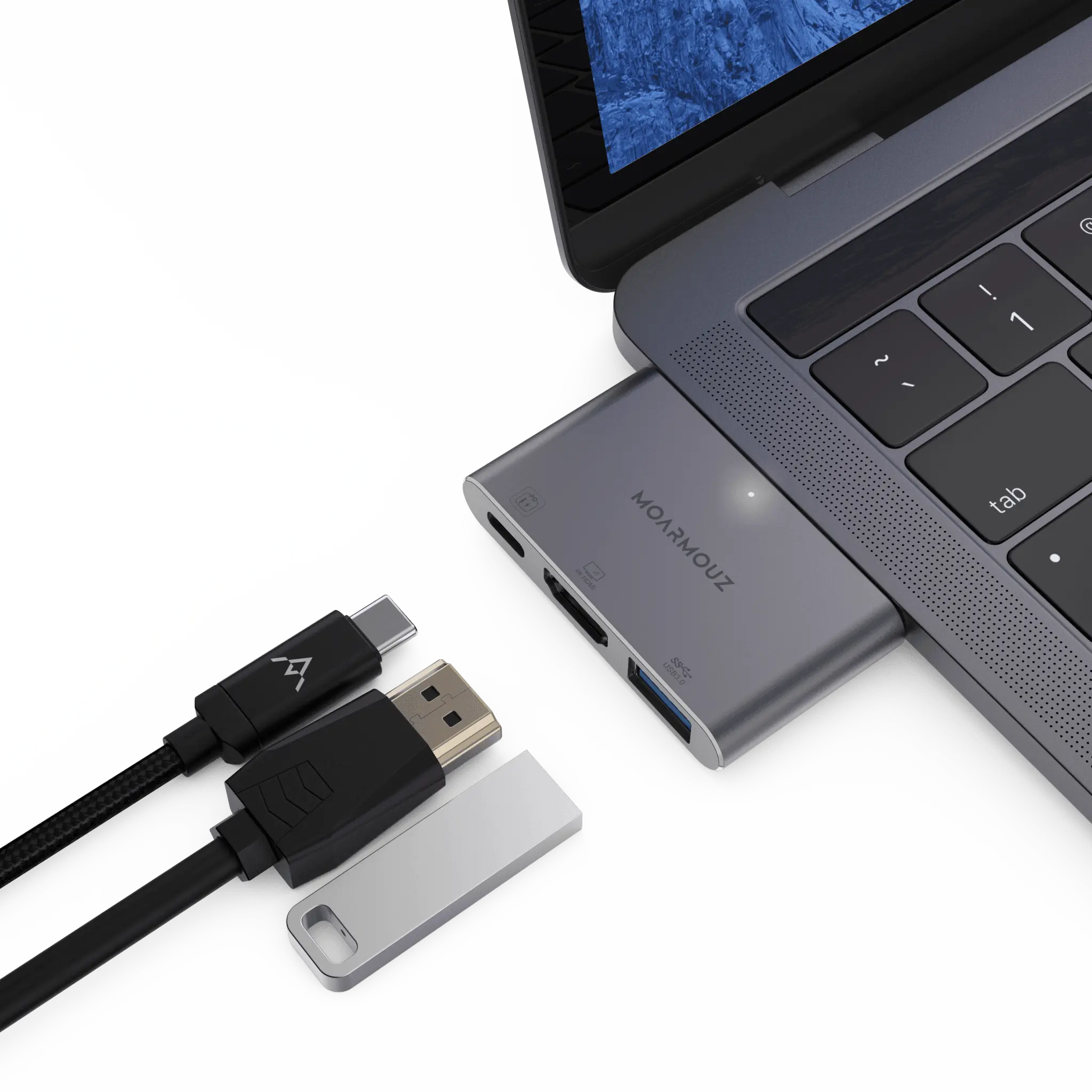 MoArmouz - Type C (USB-C) 3 in 2 Multiport 4K HDMI Hub