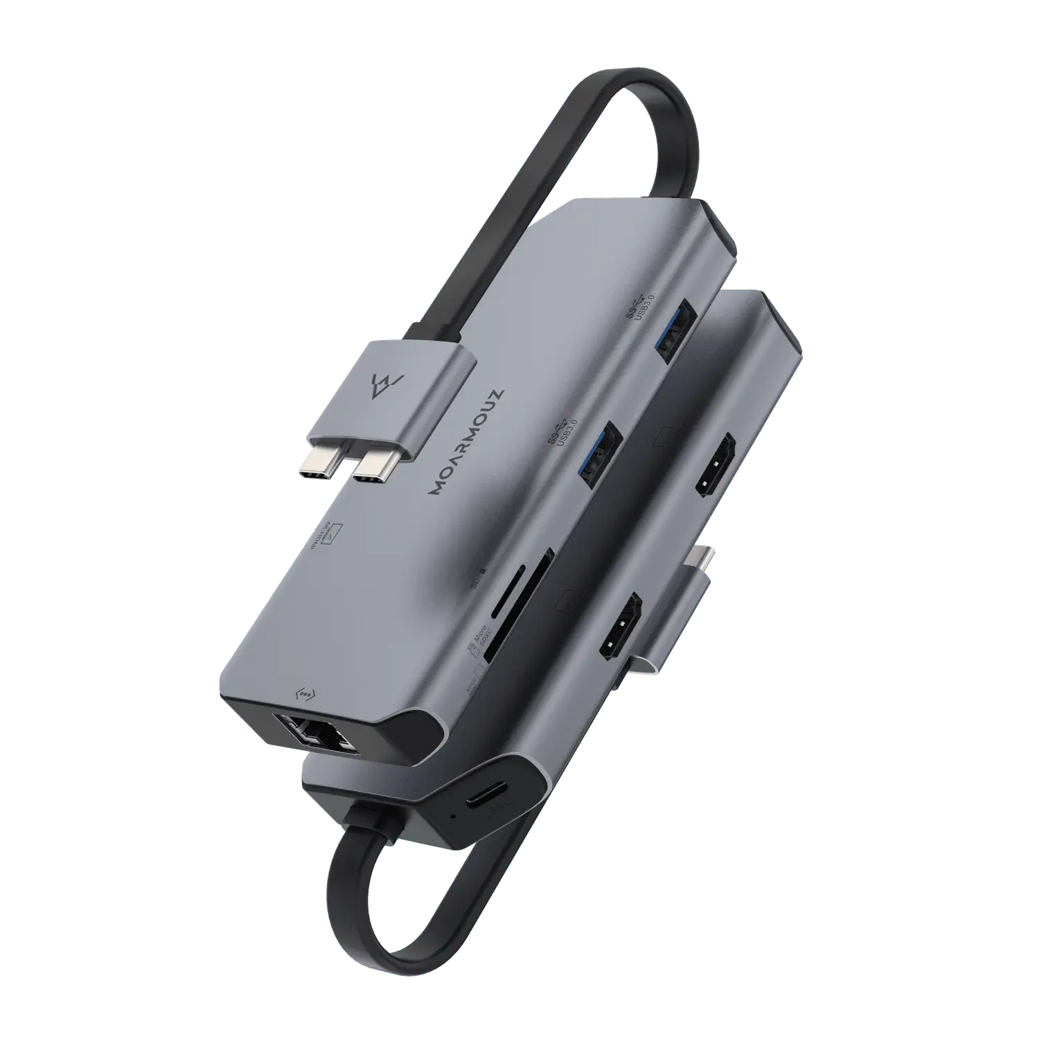 MoArmouz - Type C (USB-C) 8 in 2 Dual 4K HDMI Gigabit Hub
