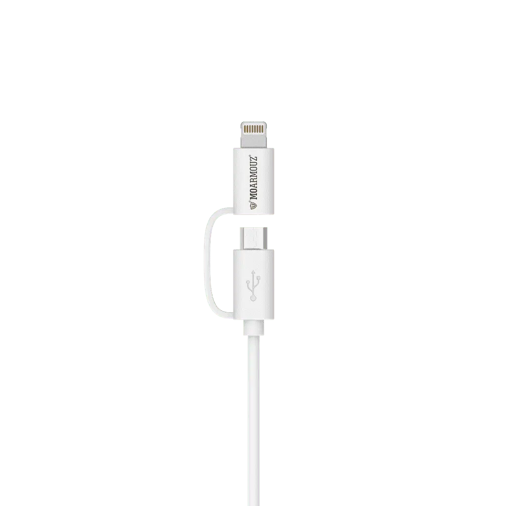 MoArmouz - 2 in 1 MFI Certified Sync n Charge Cable with Lightning & micro USB