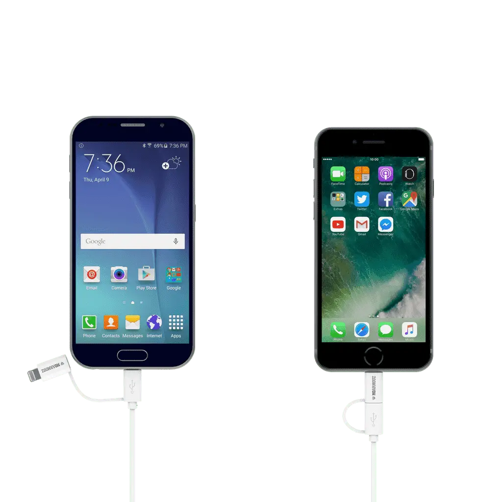 MoArmouz - 2 in 1 MFI Certified Sync n Charge Cable with Lightning & micro USB