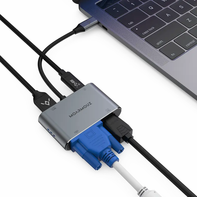 MoArmouz - Type C (USB-C) 4 in 1 Dual Display Hub