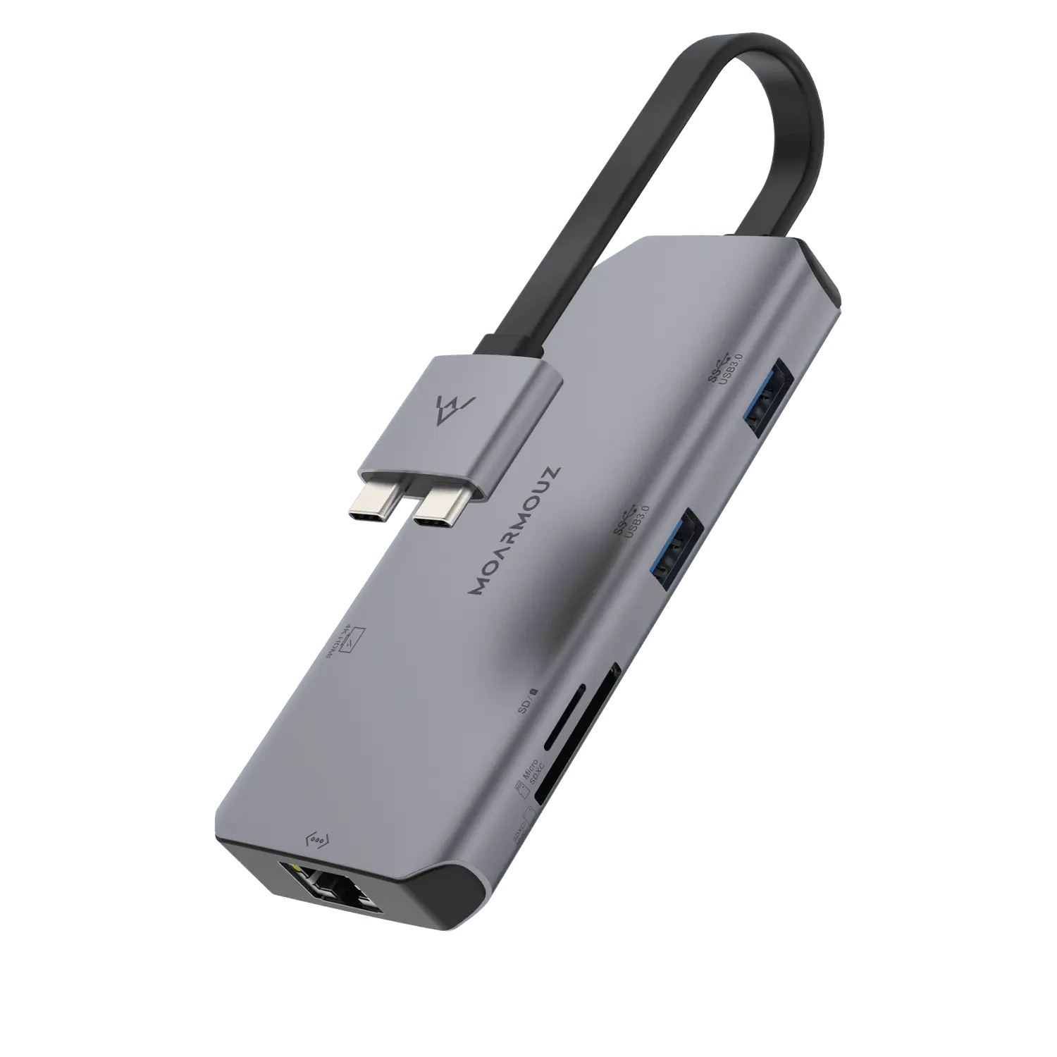 MoArmouz - Type C (USB-C) 8 in 2 Dual 4K HDMI Gigabit Hub