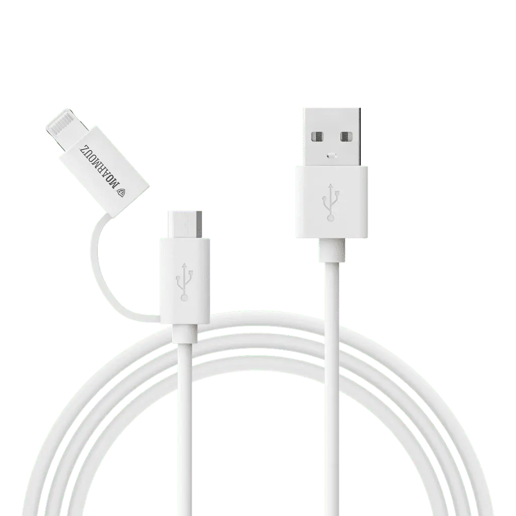 MoArmouz - 2 in 1 MFI Certified Sync n Charge Cable with Lightning & micro USB