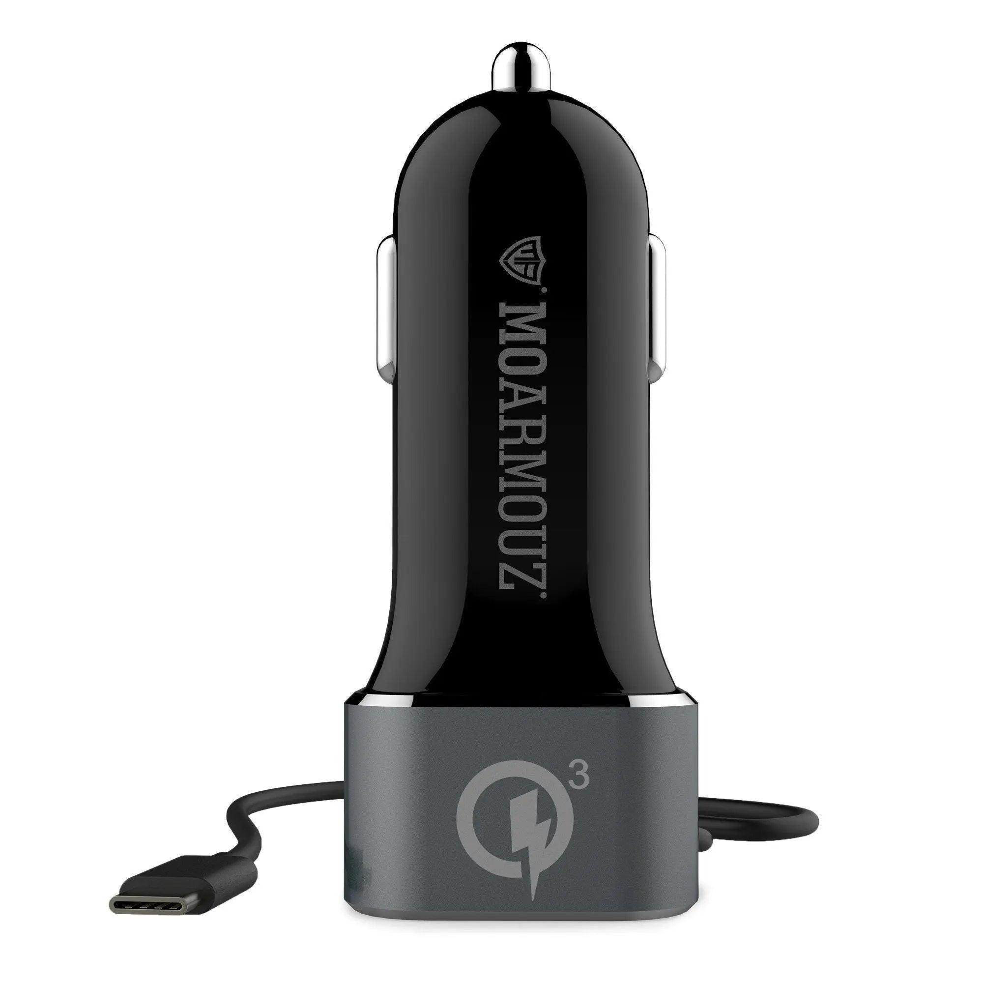 Car Charger with USB-C Cable and QC 3 Outputs — Moarmouz