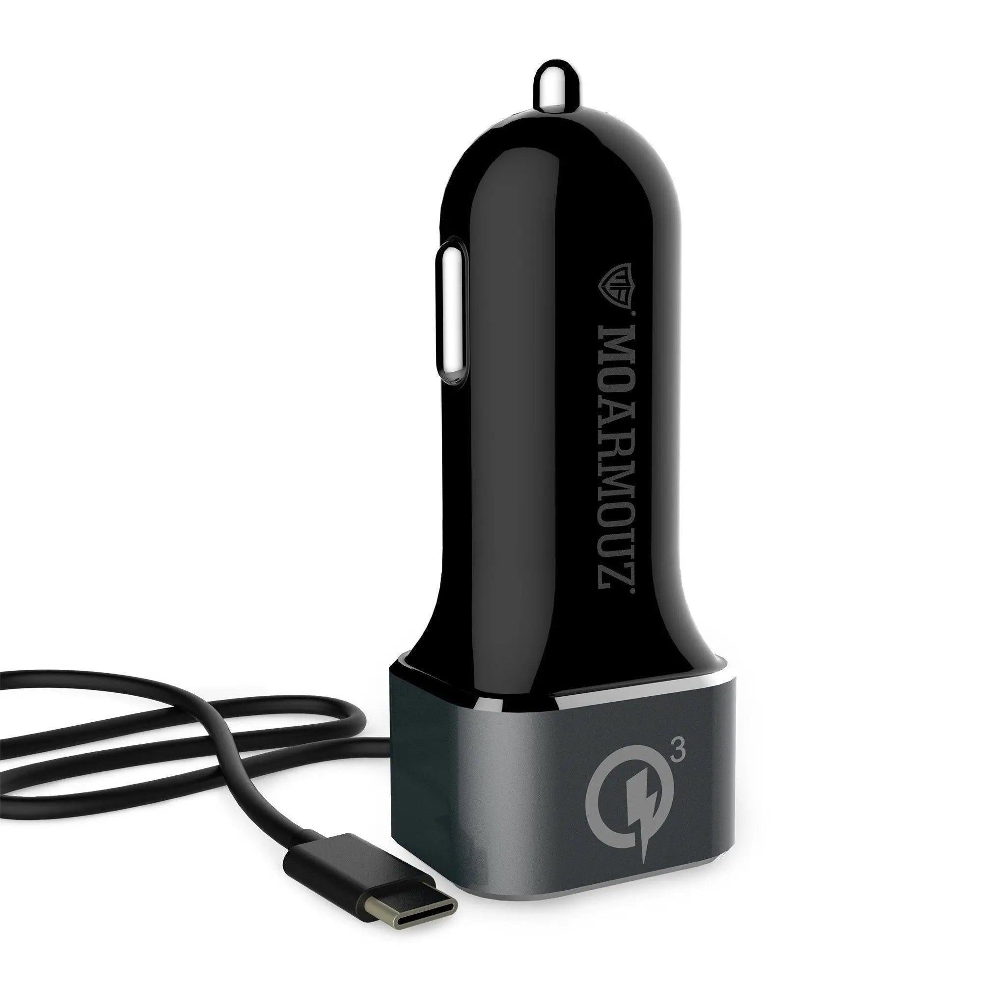 Car Charger with USB-C Cable and QC 3 Outputs — Moarmouz