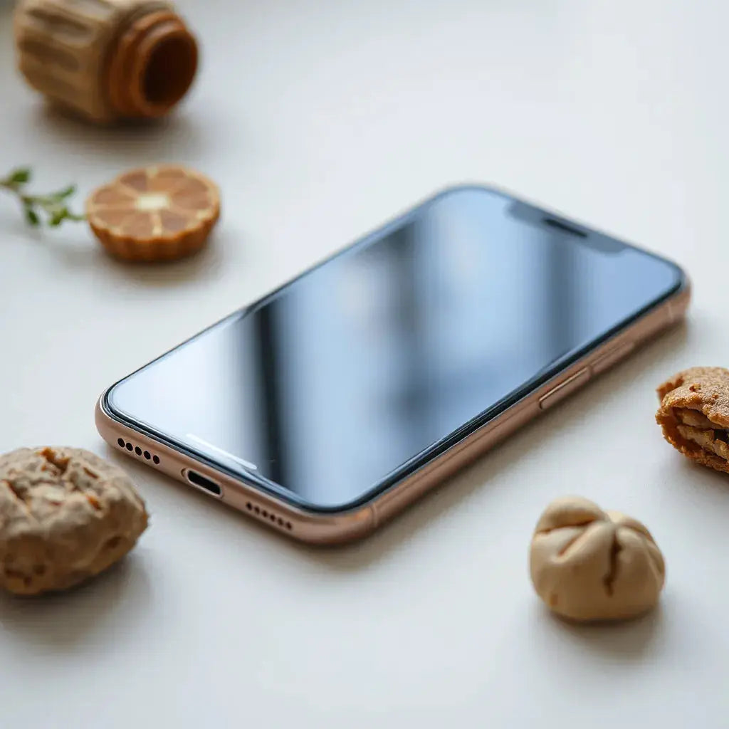 Smartphone screen fitted with an anti-reflection protector showing reduced glare and clearer viewing