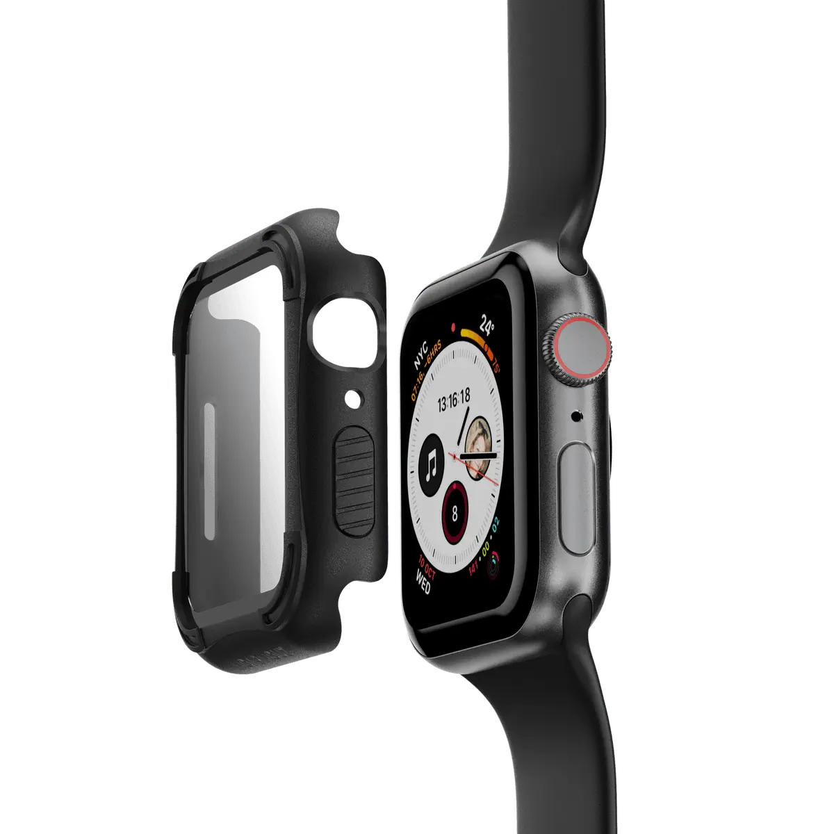 Rugged Armor Case with Tempered Glass Screen Protector for Apple Watch Series 6/5/4 & SE (44mm & 40mm)