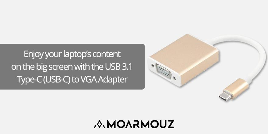 Enjoy your laptop’s content on the big screen with the USB 3.1 Type-C (USB-C) to VGA Adapter - Moarmouz