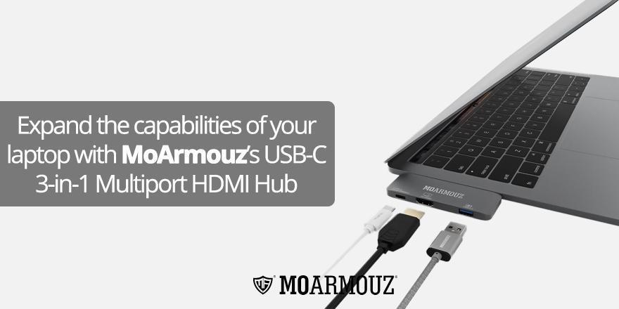 Expand the capabilities of your laptop with MoArmouz’s USB-C 3-in-1 Multiport HDMI Hub - Moarmouz