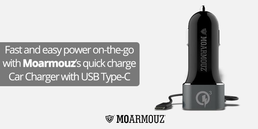 Fast and easy power on the go with Moarmouz’s quick charge Car Charger with USB Type-C Cable - Moarmouz