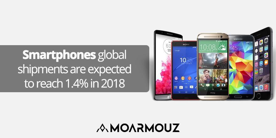 Smartphones global shipments are expected to reach 1.4% in 2018 - Moarmouz