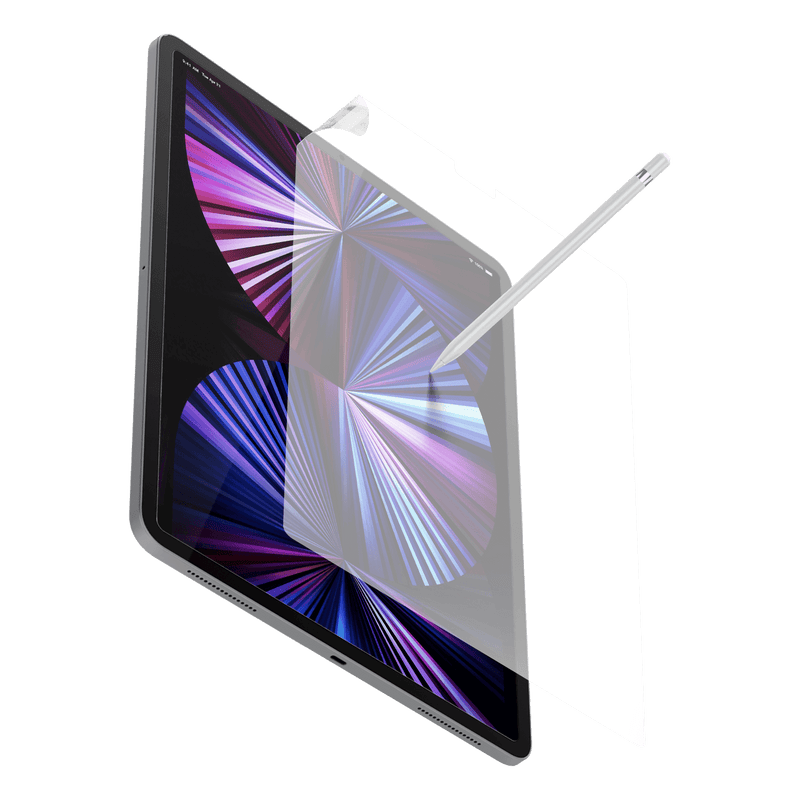 PaperType paper-texture screen protector being applied to a tablet with a stylus