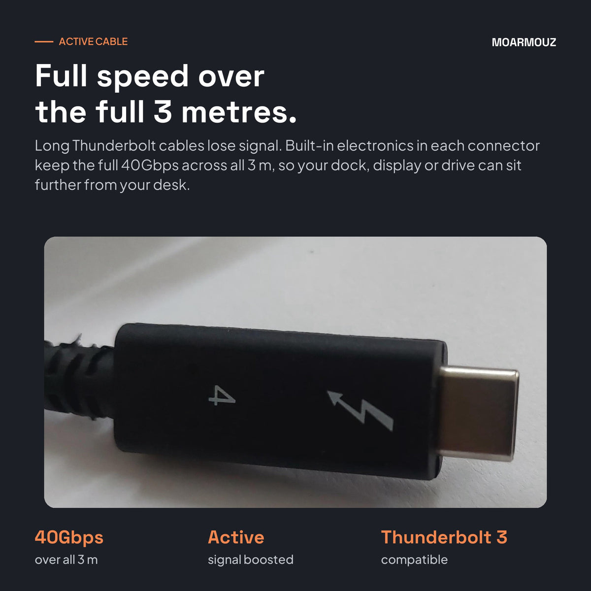 Active Thunderbolt 4 cable keeps full 40Gbps over 3 metres — Moarmouz