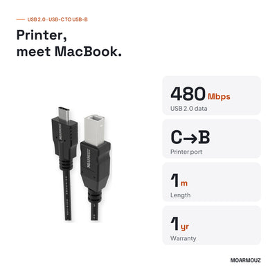 USB 3.1 Type-C to USB-B (2.0) Cable: key specifications — Moarmouz