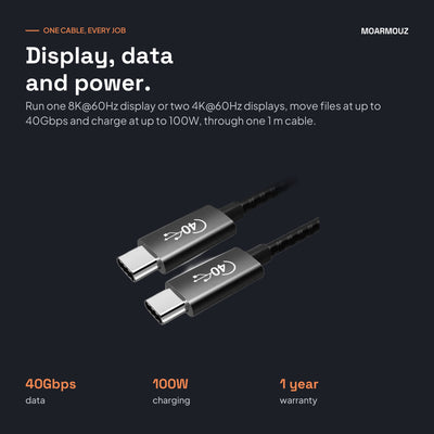 USB4 Gen3 USB-C Cable — 100W Charging, 8K Video, 40Gbps Data: how it works — Moarmouz