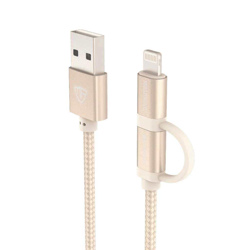 MoArmouz - 2 in 1 Braided MFI Certified Lightning and Micro USB Cable