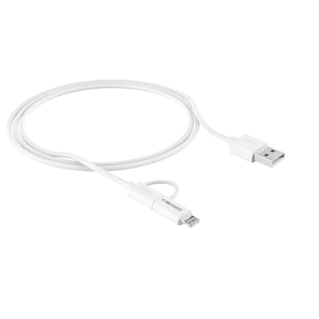 MoArmouz - 2 in 1 MFI Certified Sync n Charge Cable with Lightning & micro USB