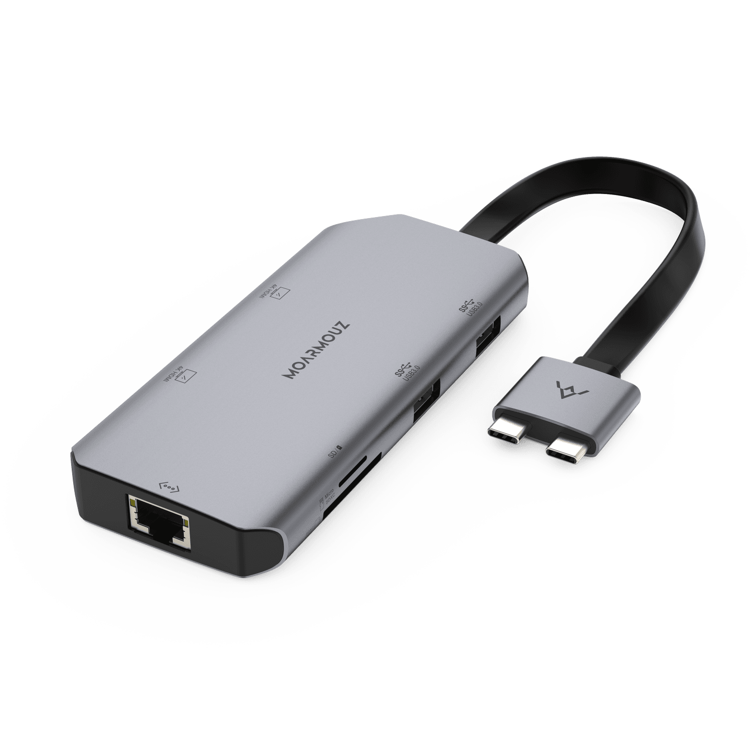 MoArmouz - Type C (USB-C) 8 in 2 Dual 4K HDMI Gigabit Hub
