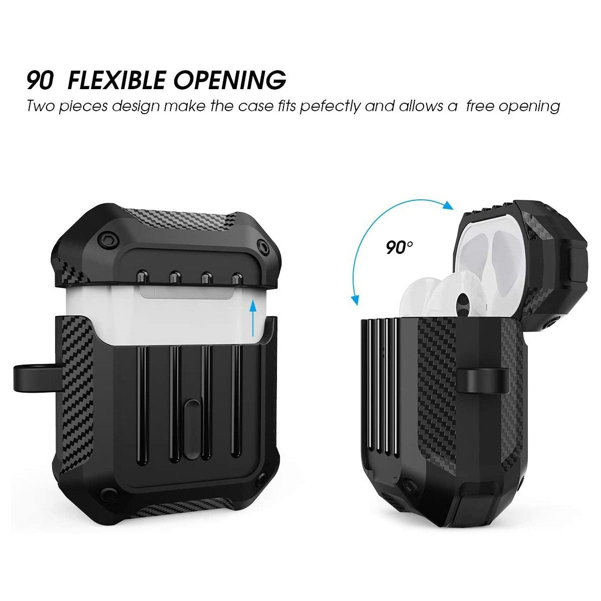 MoArmouz - AirPods 2 Rugged Shockproof Case with Keychain