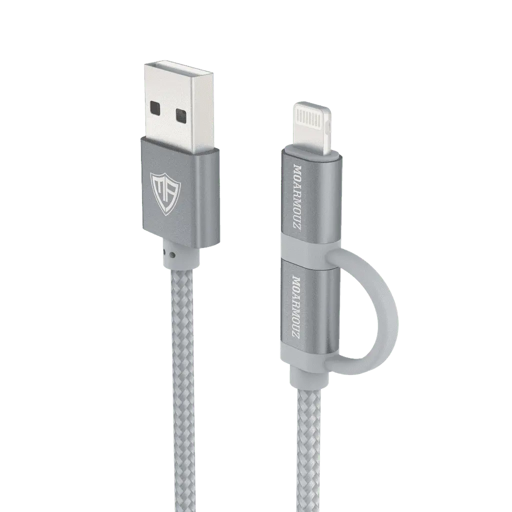 MoArmouz - 2 in 1 Braided MFI Certified Lightning and Micro USB Cable