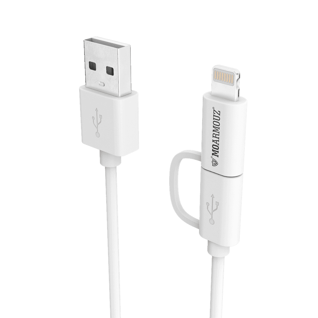 MoArmouz - 2 in 1 MFI Certified Sync n Charge Cable with Lightning & micro USB