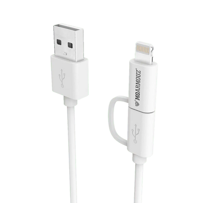 MoArmouz - 2 in 1 MFI Certified Sync n Charge Cable with Lightning & micro USB