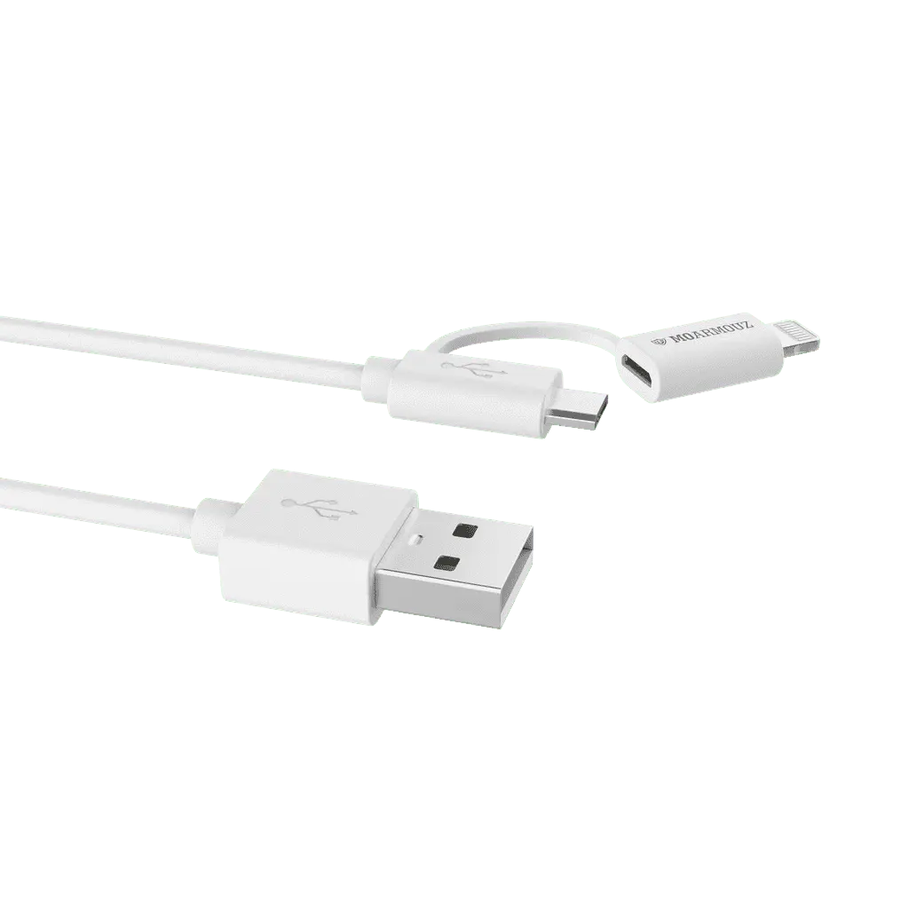 MoArmouz - 2 in 1 MFI Certified Sync n Charge Cable with Lightning & micro USB