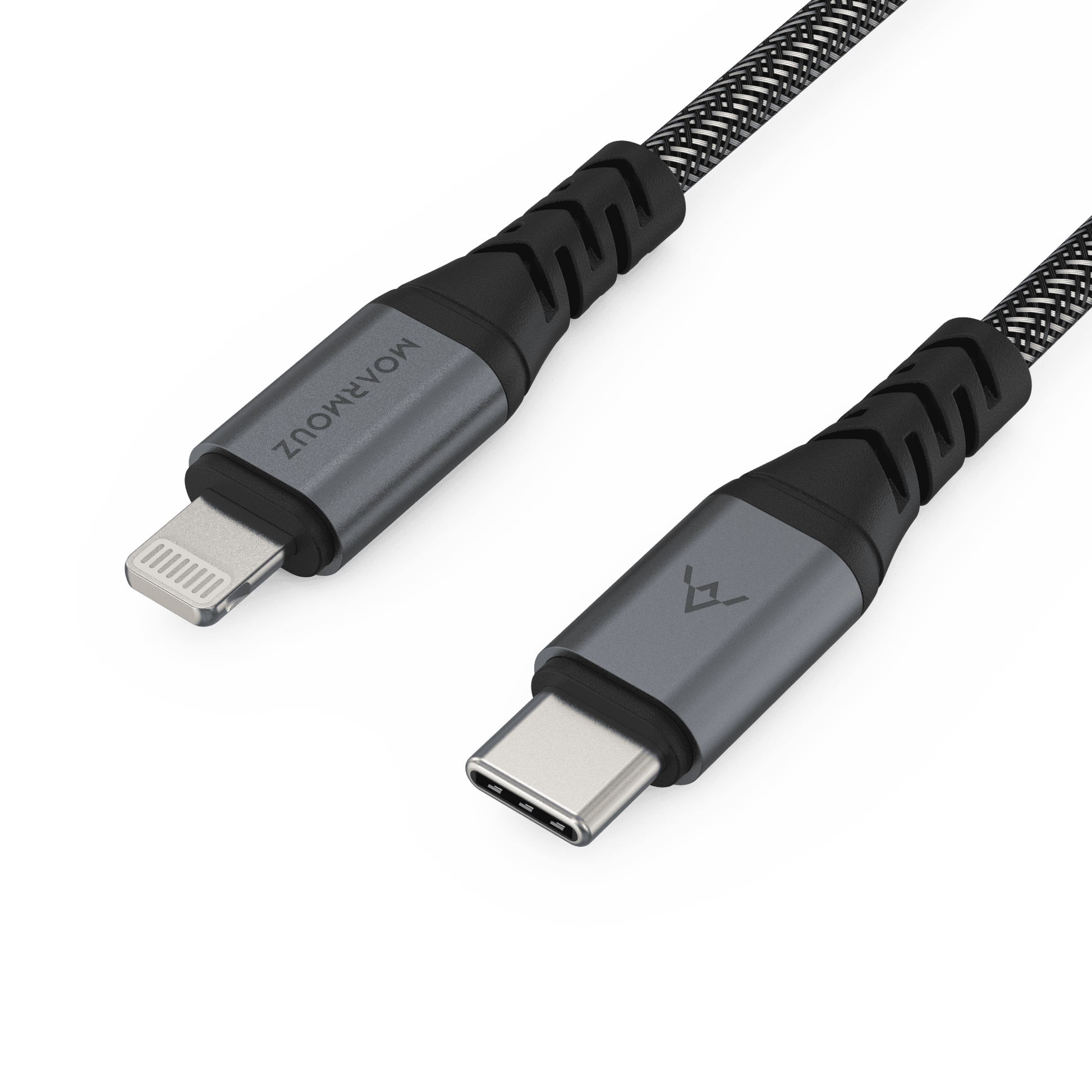 Câble USB-C vers Lightning certifié MFi Apple métallisé tressé Charge/sync  (2M), Noir