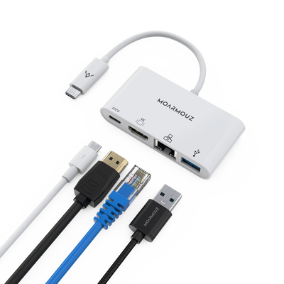 MoArmouz - Type C (USB-C) 4 in 1 Gigabit 4K HDMI Hub