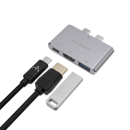 MoArmouz - Type C (USB-C) 3 in 2 Multiport 4K HDMI Hub