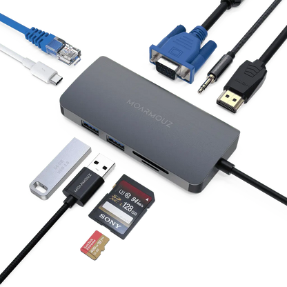 MoArmouz - Type C (USB-C) 9 in 1 Dual Display VGA Hub