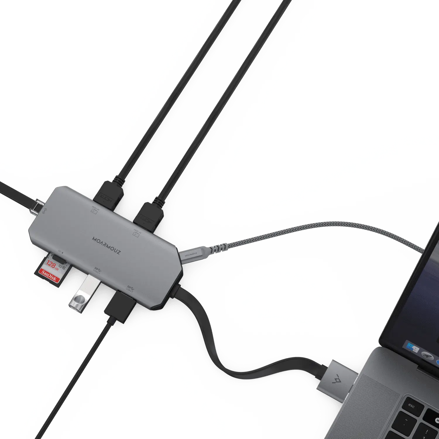 MoArmouz - Type C (USB-C) 8 in 2 Dual 4K HDMI Gigabit Hub