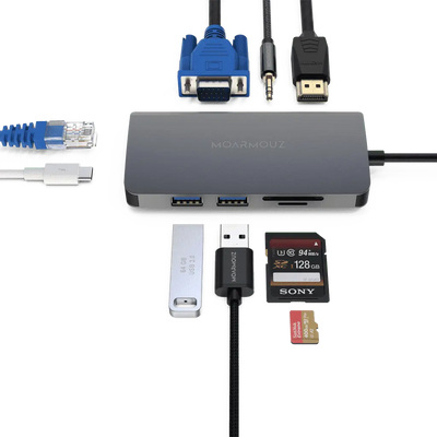 USB-C 9 in 1 Dual Display VGA Hub — Moarmouz