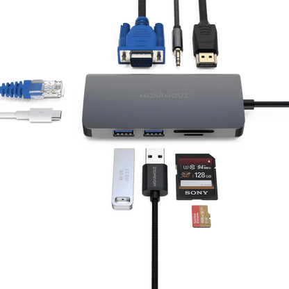 MoArmouz - Type C (USB-C) 9 in 1 Dual Display VGA Hub