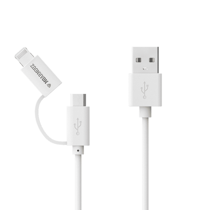 MoArmouz - 2 in 1 MFI Certified Sync n Charge Cable with Lightning & micro USB
