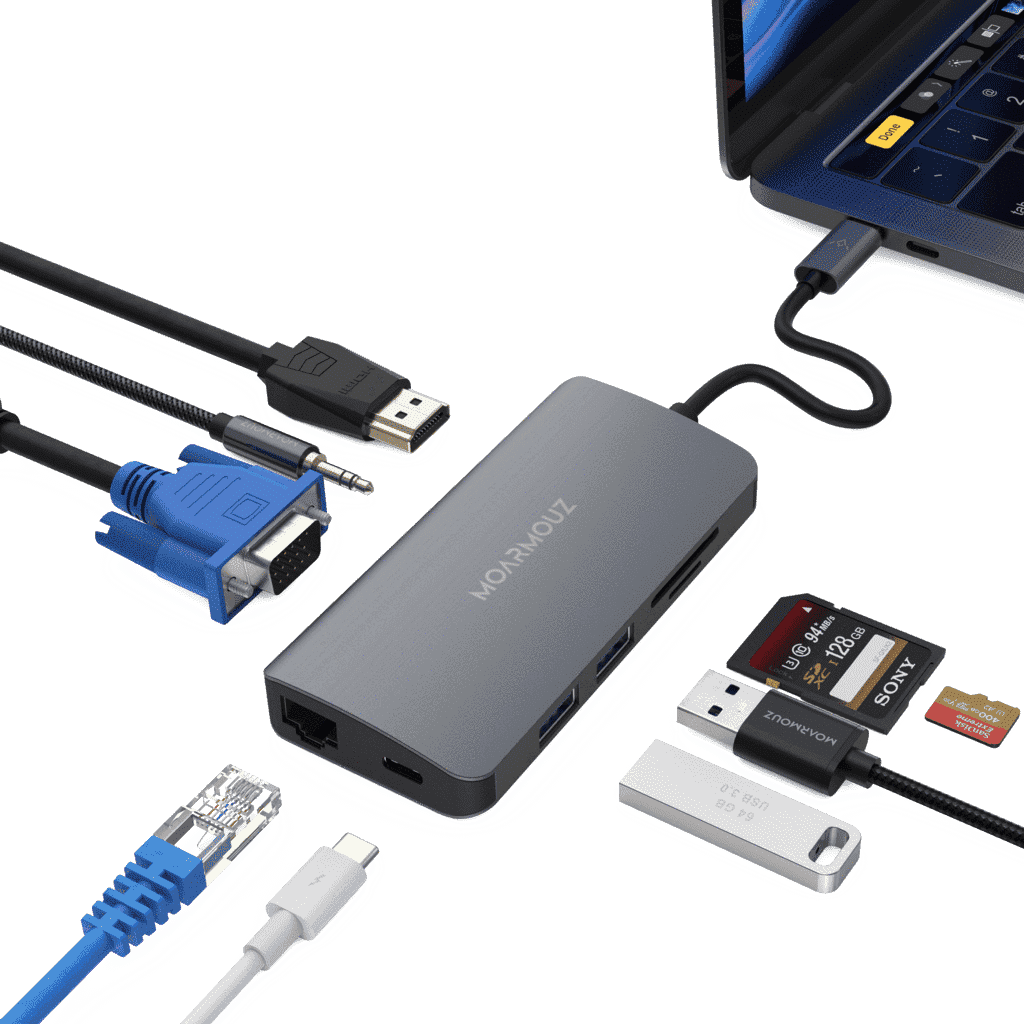 MoArmouz - Type C (USB-C) 9 in 1 Dual Display VGA Hub