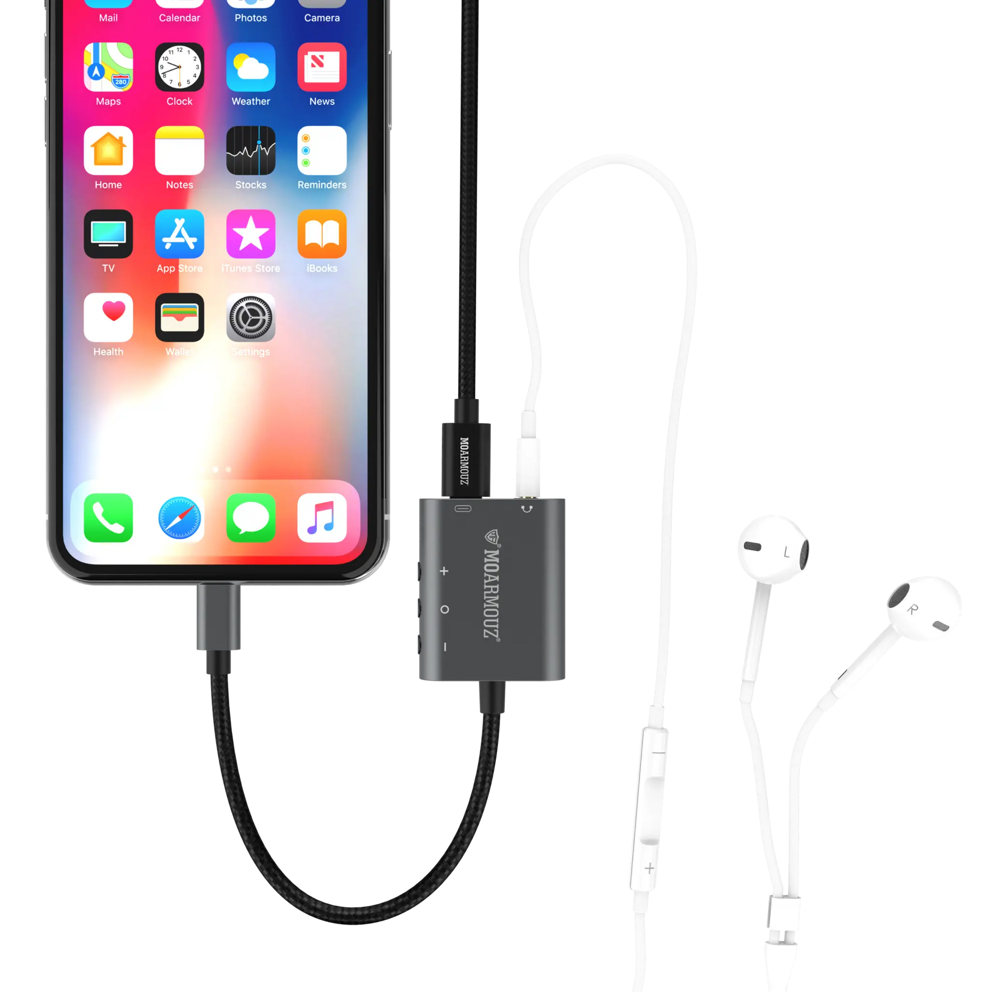 Lightning to 3.5mm Headphone Adapter with charging and music