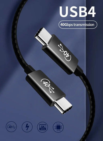 USB4 Gen3 USB-C Cable — 100W Charging, 8K Video, 40Gbps Data — Moarmouz