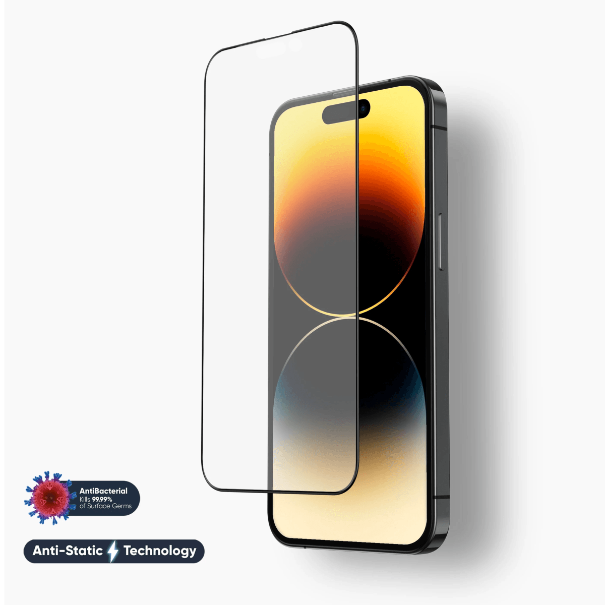 MoArmouz - Curved Anti-Static Tempered Glass Screen Protector for iPhone 14 Pro